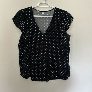 Old Navy Black and White Polka dot Blouse - L
